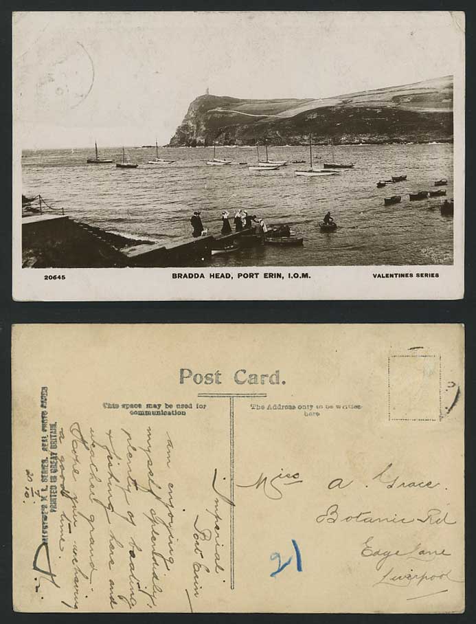 Isle of Man Old Postcard BRADDA HEAD, Port Erin Harbour