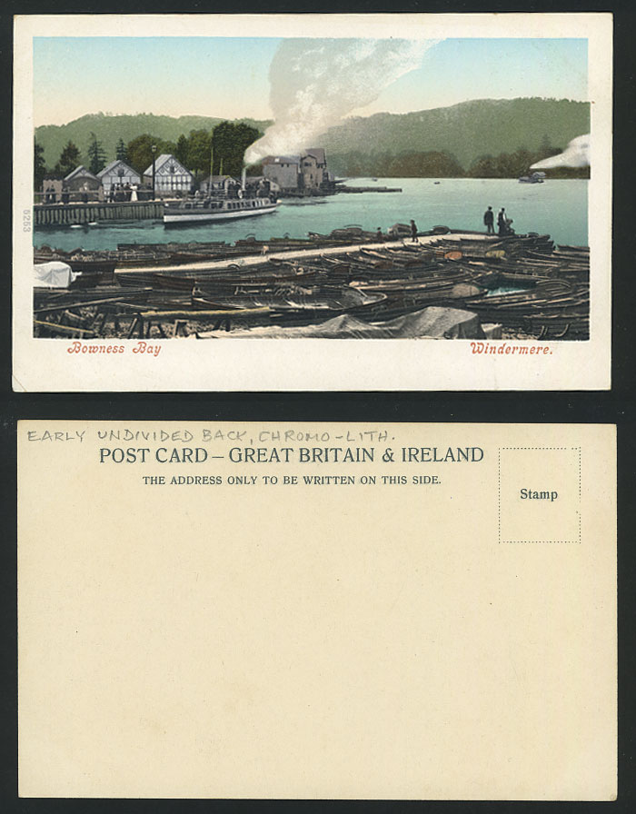 BOWNESS BAY Wildermere Old UB Postcard Ferry Boats Quay