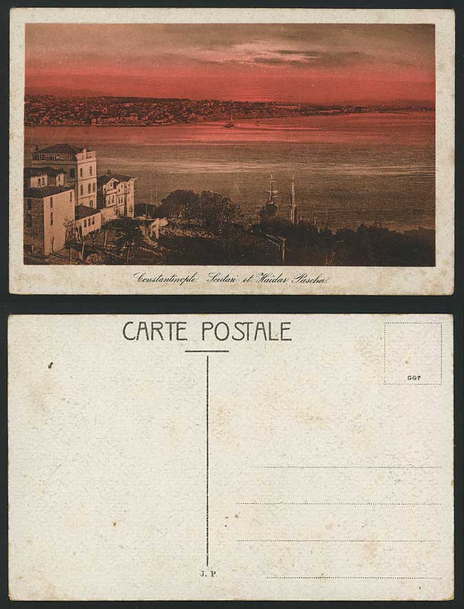 Constantinople Old Color Postcard Scutari Haidar Pascha
