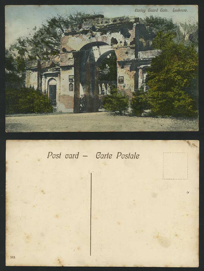 India Old Postcard The Bailey Guard Gate Ruins, LUCKNOW