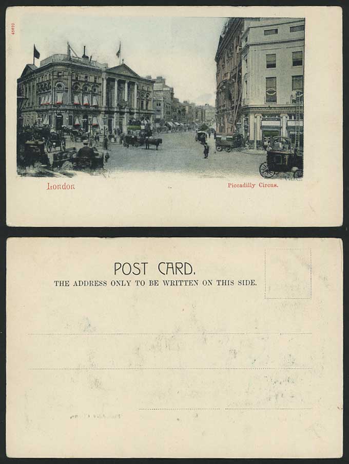 London Old Hand Tinted U.B. Postcard PICCADILLY CIRCUS