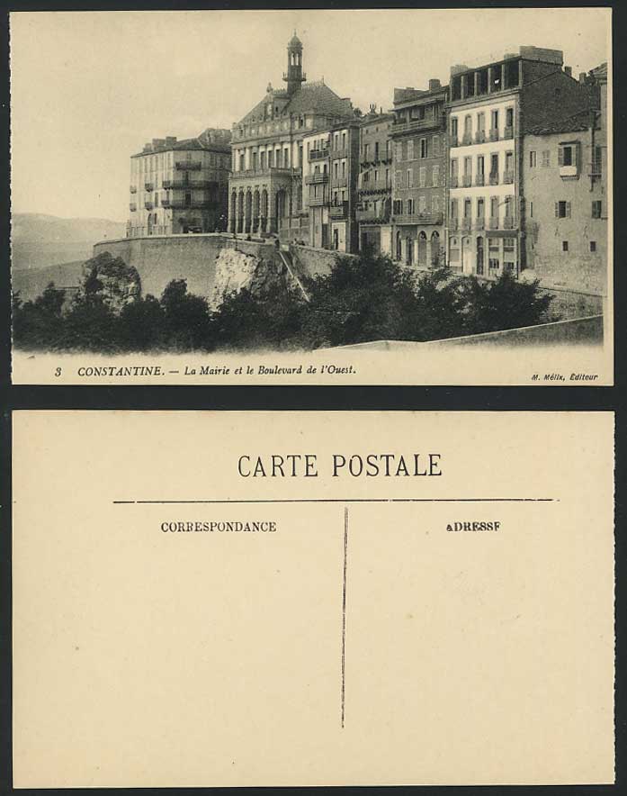 Constantine Old Postcard La Mairie Boulevard de l'Ouest