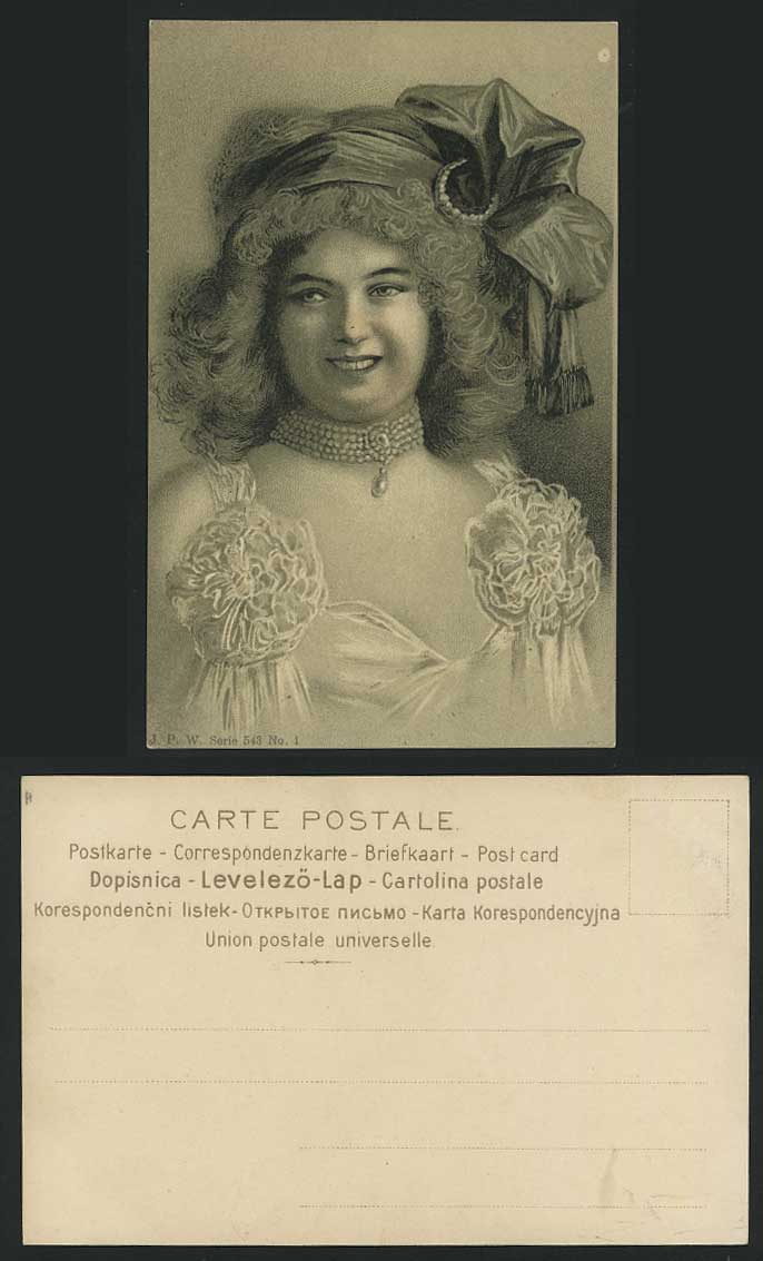 Glamour Fat Lady Woman Old Art Artist Drawn UB Postcard