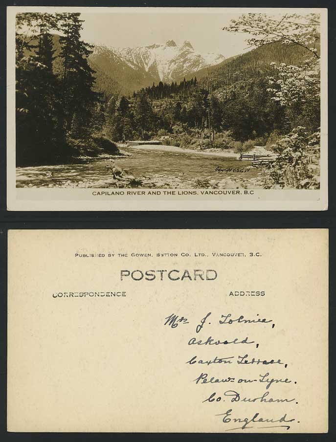 Canada Vancouver Old Postcard Capilano River, The Lions