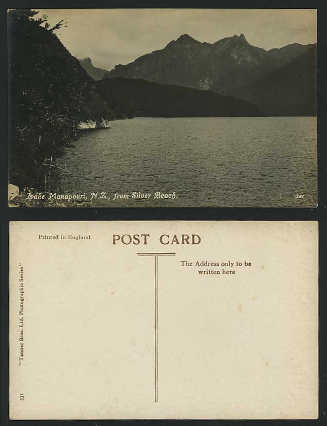 New Zealand Old Postcard LAKE MANAPOURI - SILVER BEACH