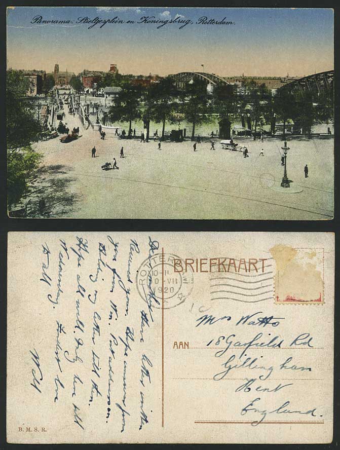 Rotterdam 1920 Old Postcard Stieltjesplein e Konigsbrug