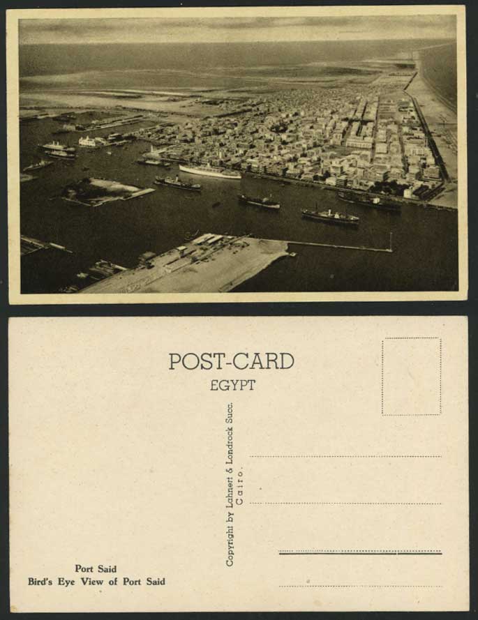 Egypt Old Postcard Aerial Bird's Eye View of Port Said