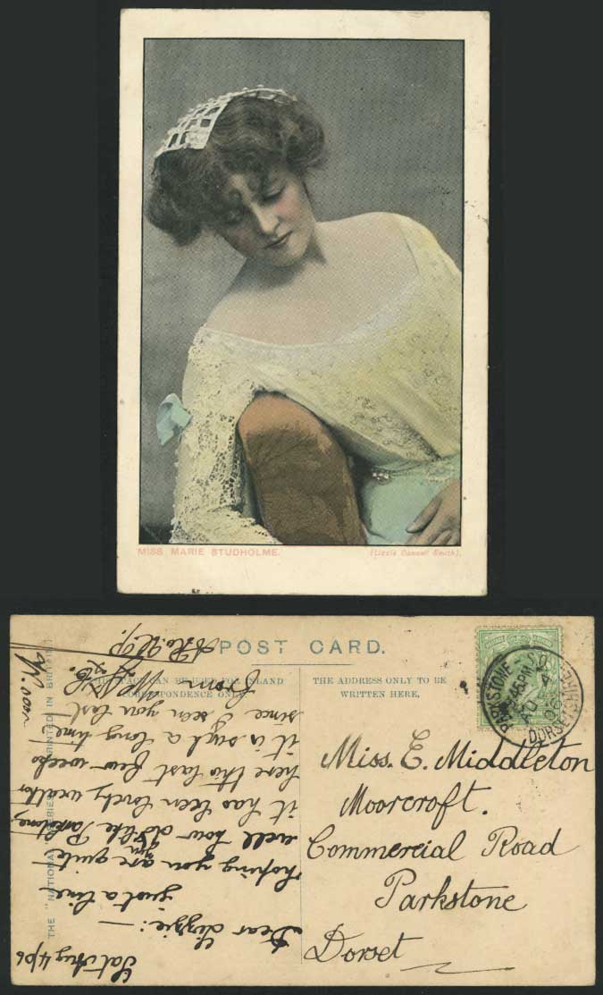 Actress - Miss MARIE STUDHOLME 1906 Old Colour Postcard
