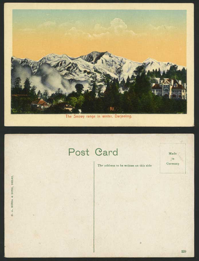 India Old Colour Postcard The Snowy Range in Winter Darjeeling Mountains Hills