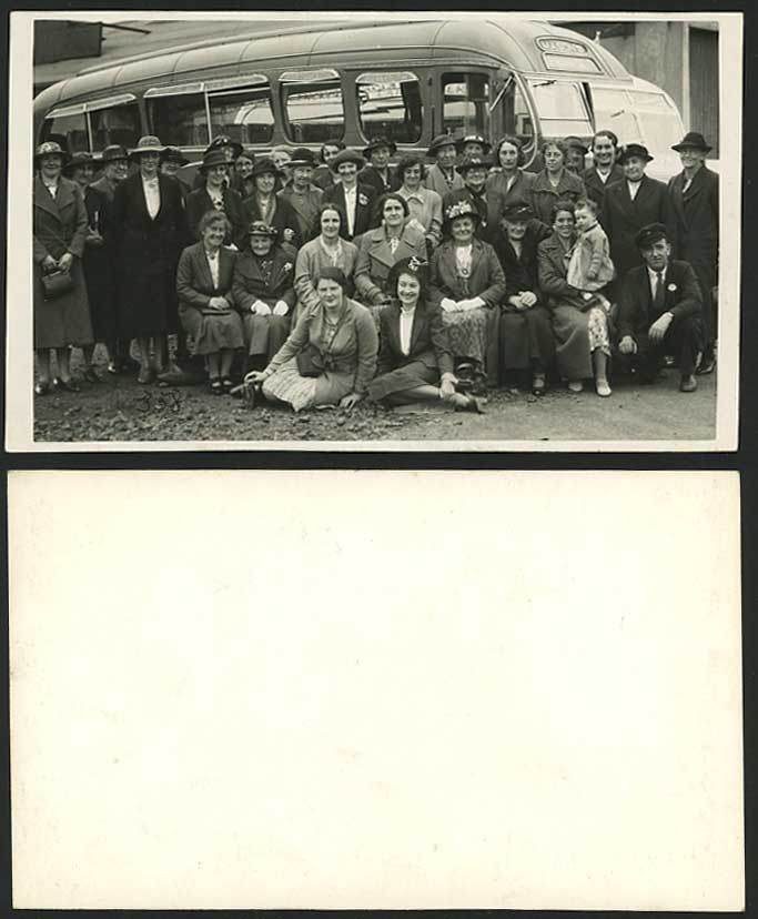 Vintage Bus, Portsmouth Barmouth, Ladies Old Real Photo