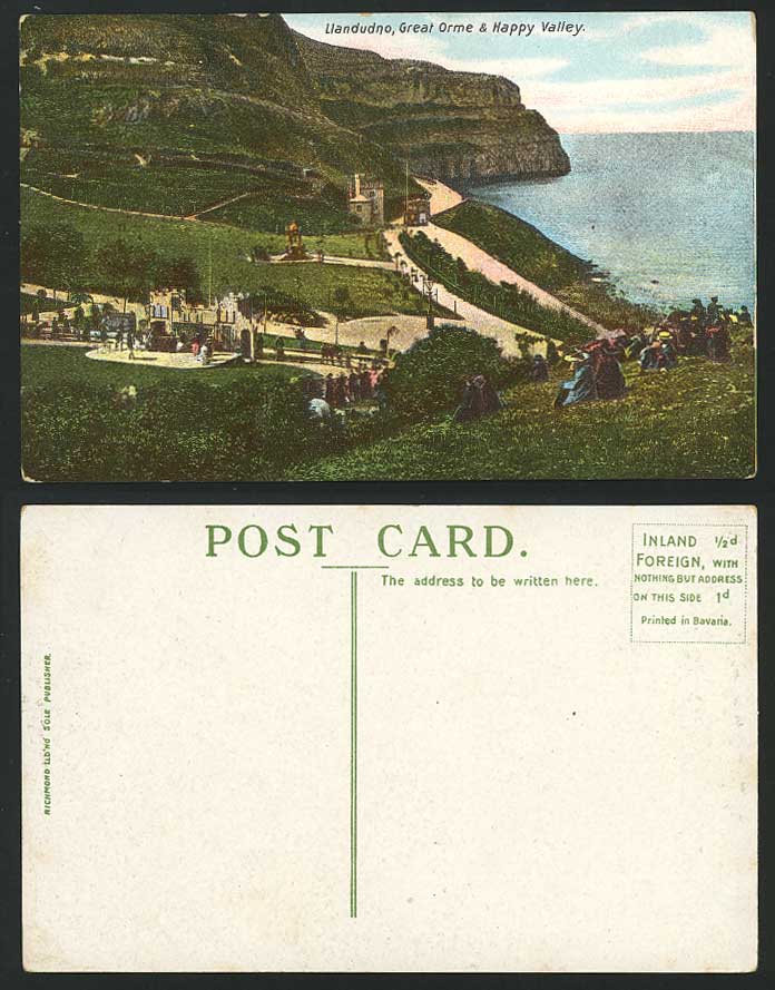 LLANDUDNO Old Postcard Happy Valley & Great Orme Cliffs