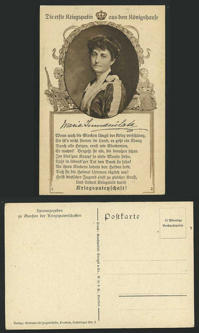 Die erste Kriegspatin aus dem Koenigshause Old Postcard