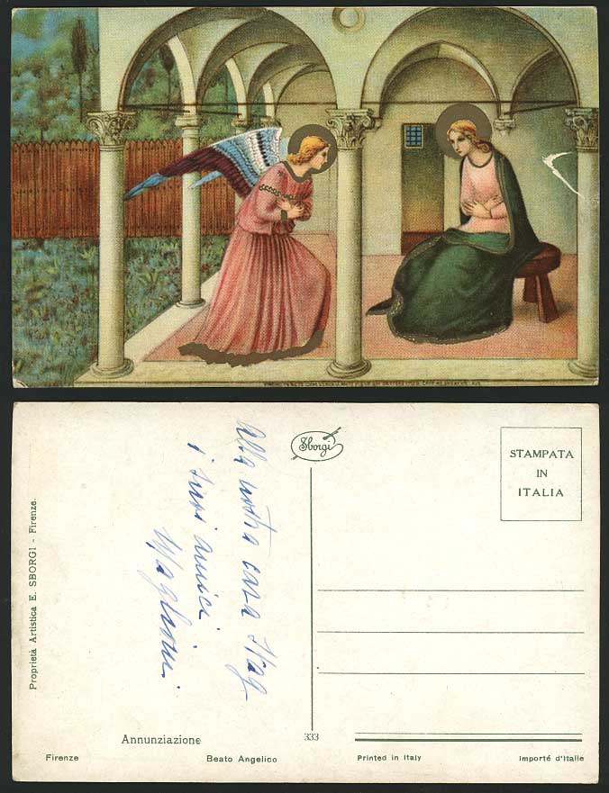 Firenze Annunziazione Beato Angelico Angel Old Postcard