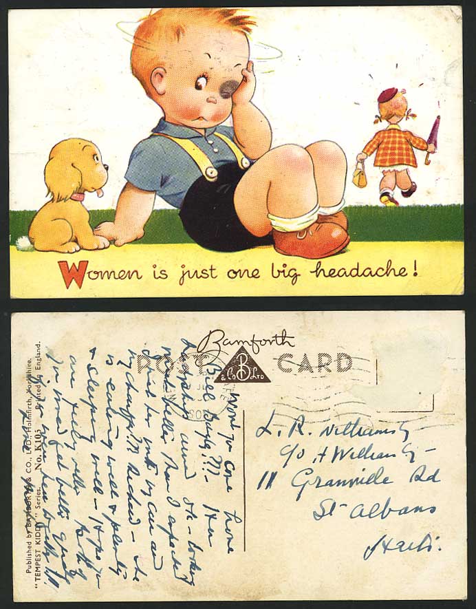 Tempest Kid Old Postcard Women is Just One Big Headache