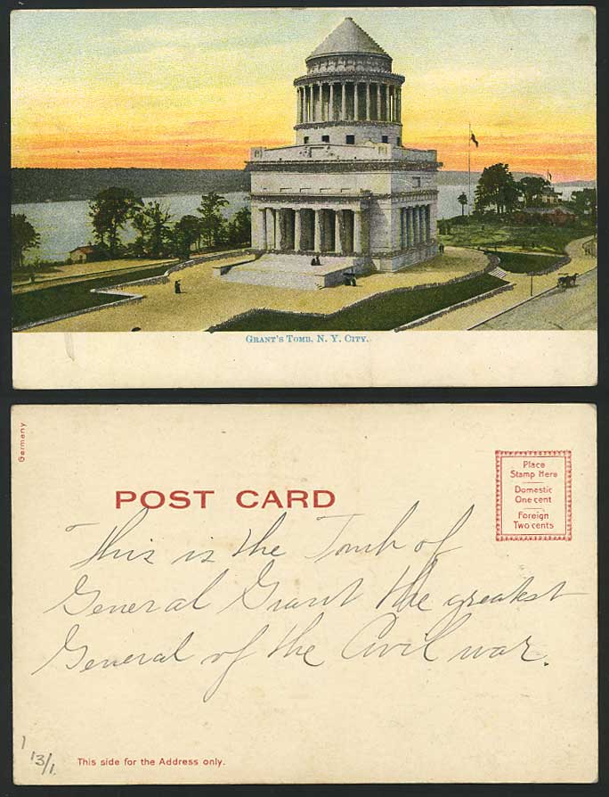 USA Old Postcard Grant's Tomb New York City NY Glitters
