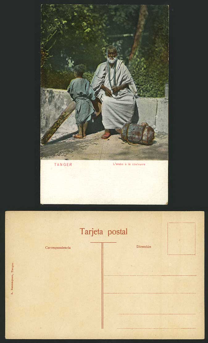 Morocco Tanger Old Postcard Arabe a la Couleuvre Arab Man with Snake on his Neck