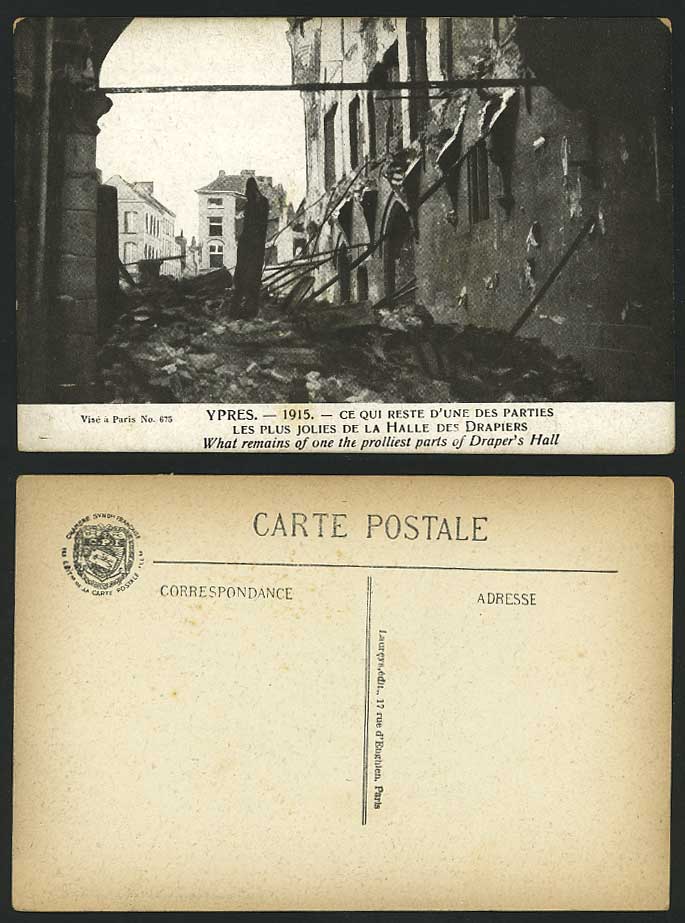 YPRES 1915 Old Postcard Prolliest Parts - Draper's Hall