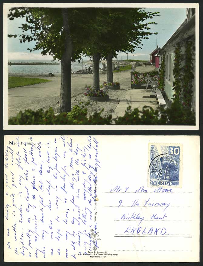 Sweden 1958 Old R.P. Postcard VIKEN Hamnplanen, Hoganas
