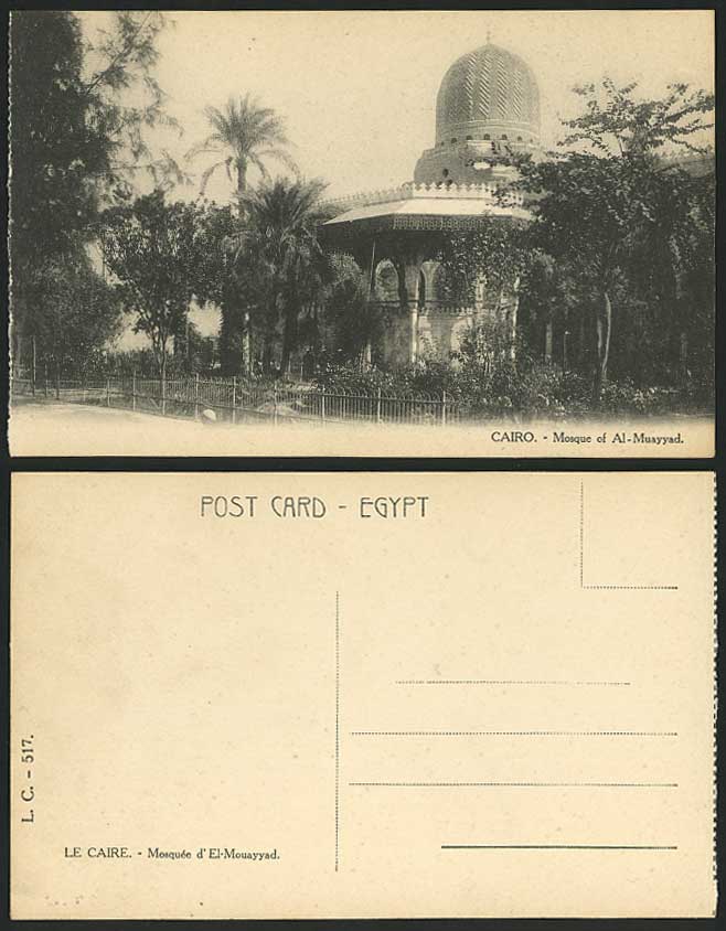Egypt Old Postcard Cairo Mosque Al-Muayyad Mosquee Palm Trees Le Caire Mosquee