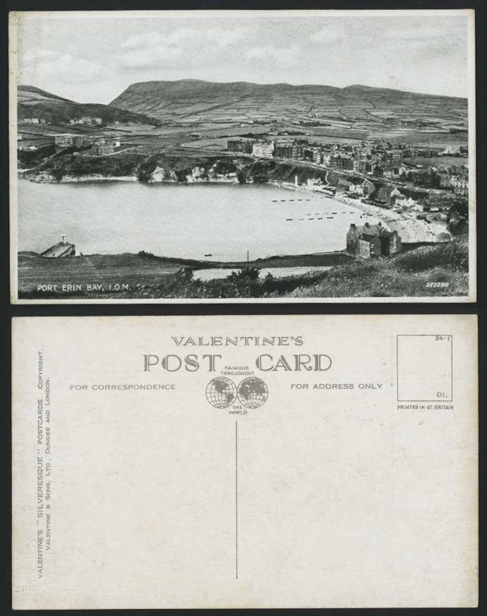 Isle of Man Old Postcard PORT ERIN BAY & Beach Panorama