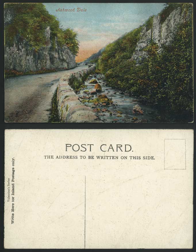Derbyshire Old Postcard ASHWOOD DALE River Scene & Road