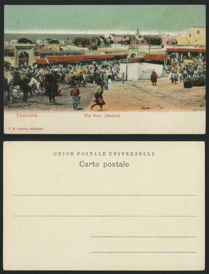 Morocco Old Postcard Tanger Tangier Soco / Sokko Market