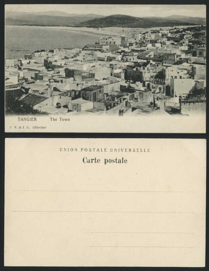Morocco Old UB Postcard Tanger Tangier The Town Panorama General View Hill Beach