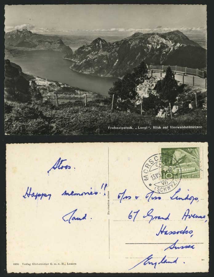 Frohnalpstock Luegi - Vierwaldstaettersee 1951 Postcard