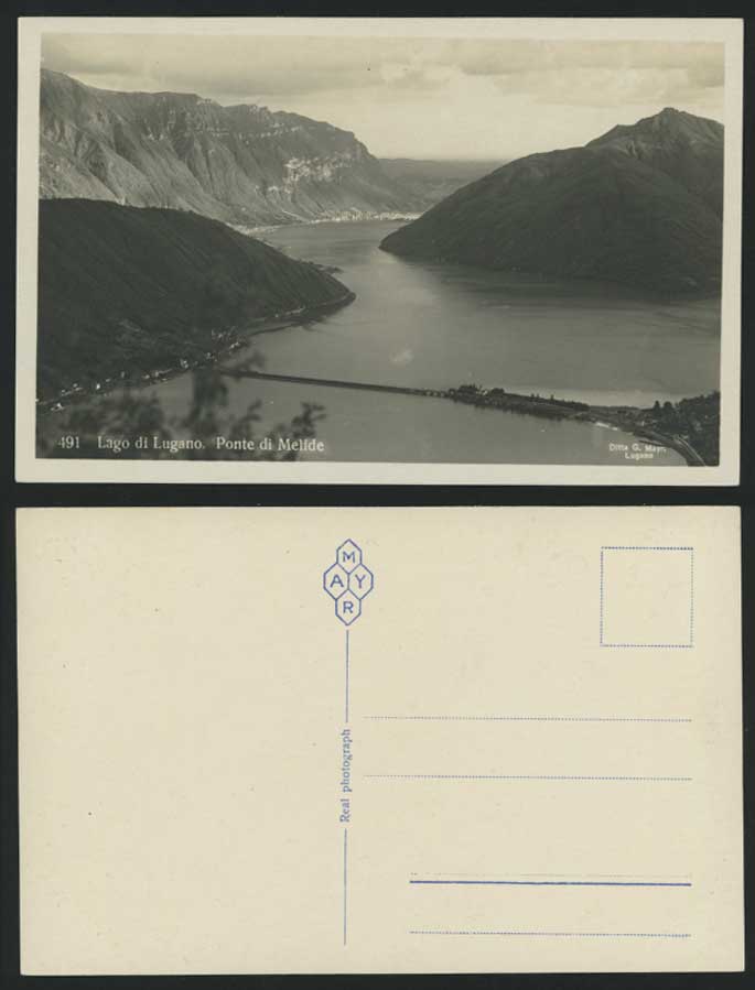 Lago di Lugano Ponte di Melide BRIDGE Old R.P. Postcard