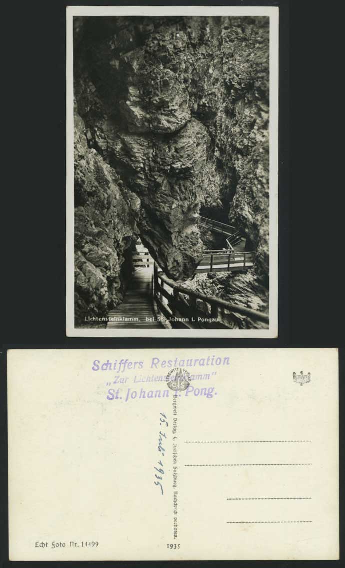 Lichtensteinklamm bei St. Johann I Pongau 1935 Postcard