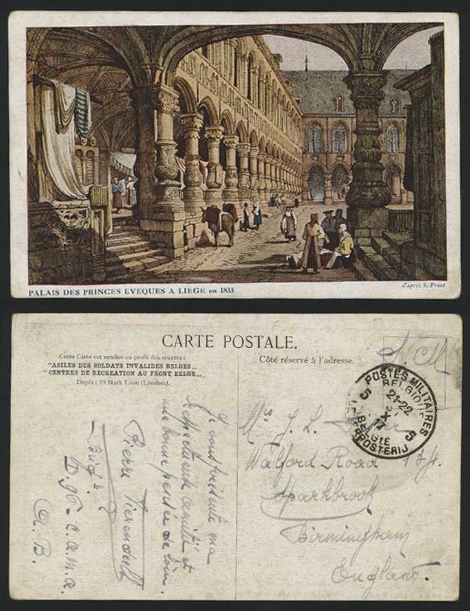 Palais des Princes Eveques a LIEGE en 1833 Old Postcard