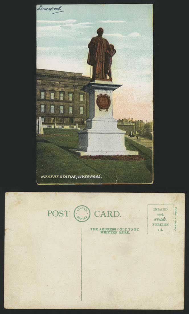 Liverpool Old Postcard NUGENT STATUE, Monumnet Memorial