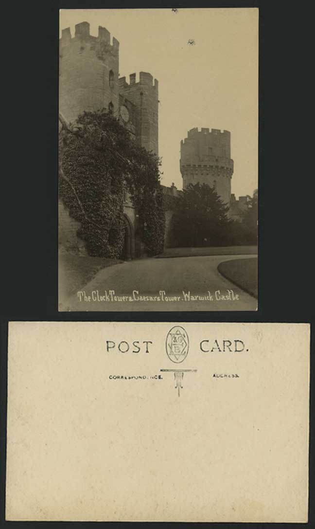 WARWICK CASTLE Clock Tower & CAESARS TOWER Old Postcard