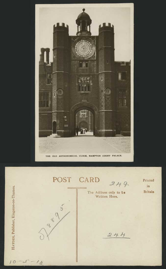 HAMPTON COURT PALACE Astronomical Clock Old RP Postcard