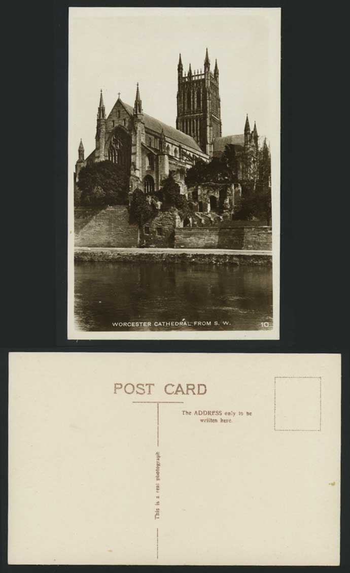Worcester Cathedral from South West - Old R.P. Postcard