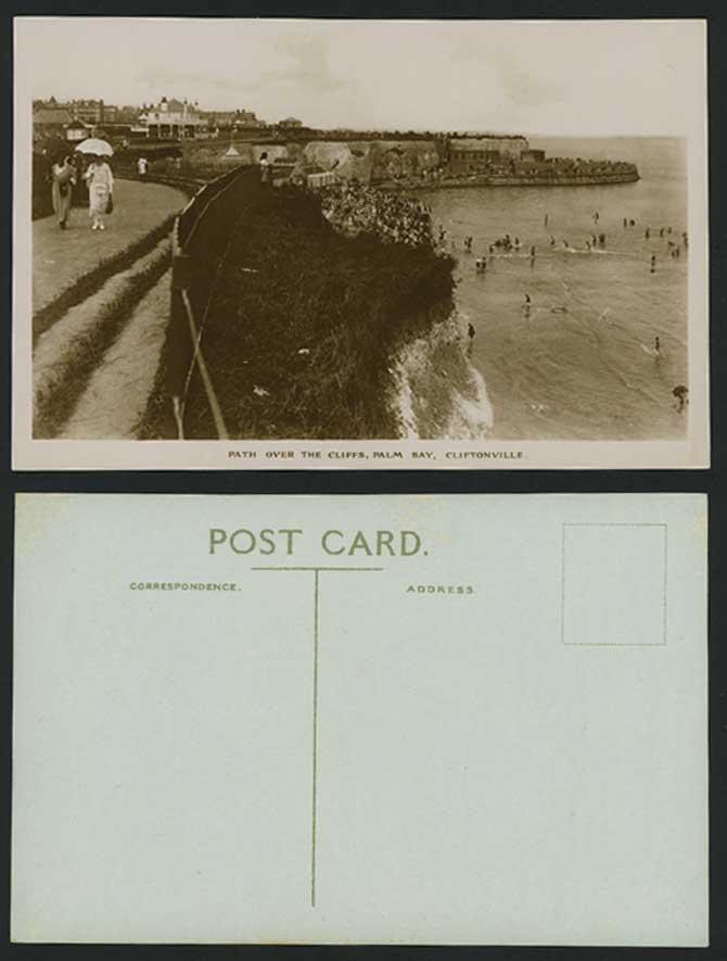 PALM BAY Cliftonville, Path over Cliffs Old RP Postcard