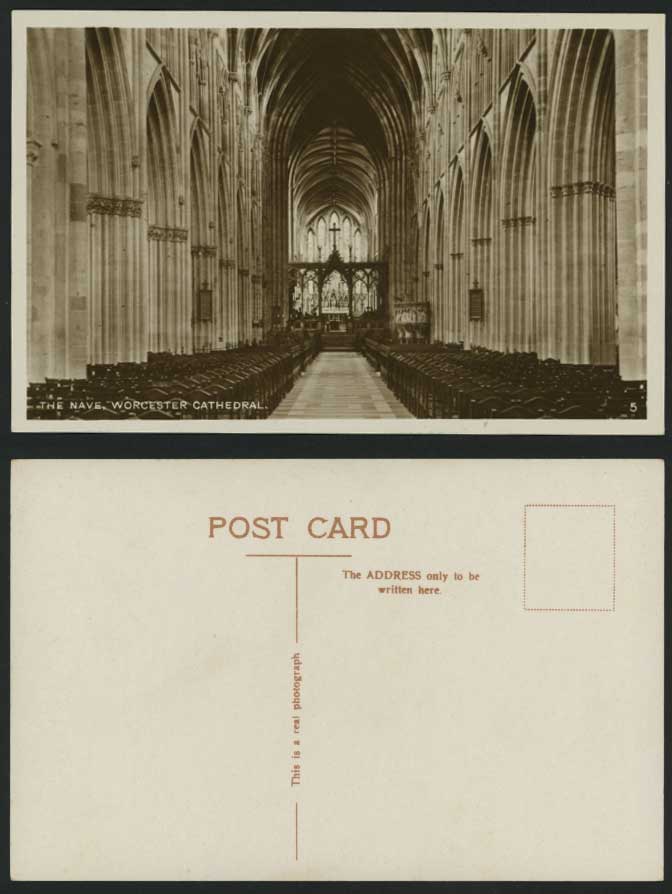 Worcester Cathedral Interior THE NAVE Old R.P. Postcard