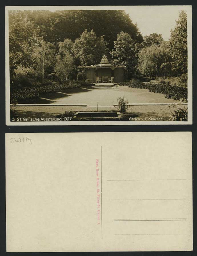 Swiss Old Postcard St Gallische Ausstellung 1927 Garden