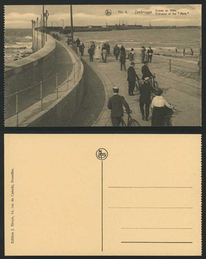 Belgium - ZEEBRUGGE - Entrance of the Mole Old Postcard