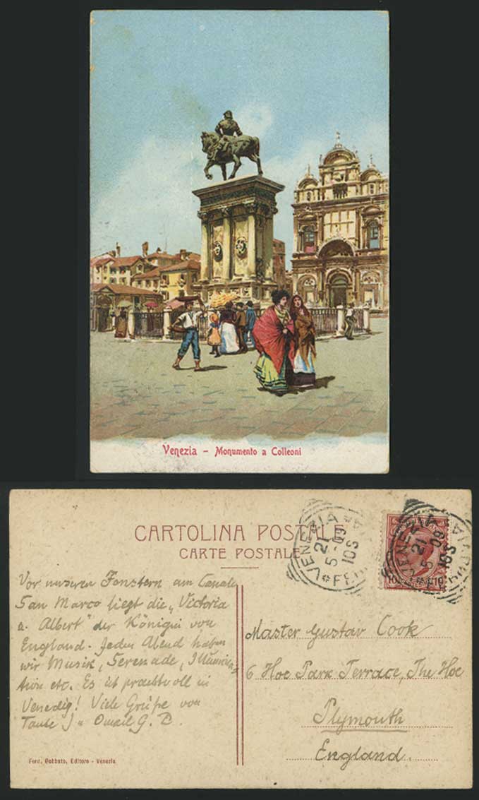 Italy - Venezia, Monumento a Colleoni 1909 Old Postcard