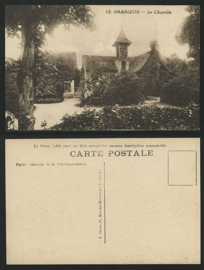 France Old Postcard BARBIZON La Chapelle, Chapel Church