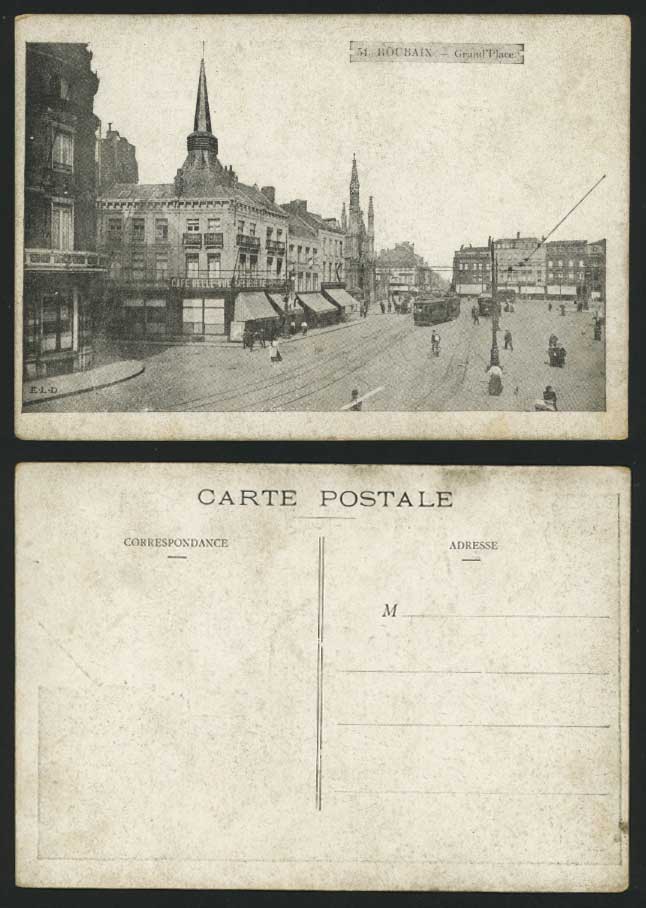 France Old Postcard ROUBAIX Grand Place - Street & TRAM