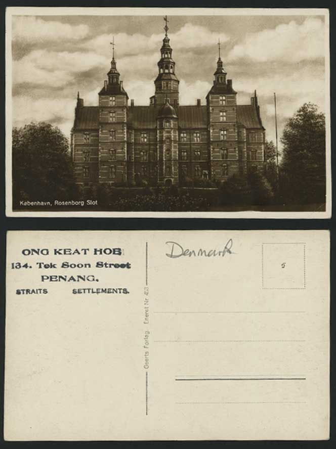 COPENHAGEN Old Postcard Kobenhavn Rosenborg Slot Malaya