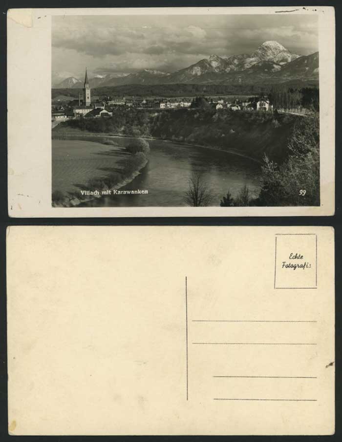 Austria Old Real Photo Postcard Willach mit Karawanken