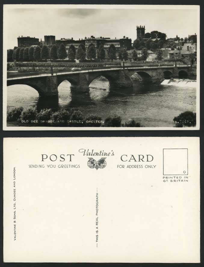 Chester Old Dee Bridge & Castle River Old R.P. Postcard