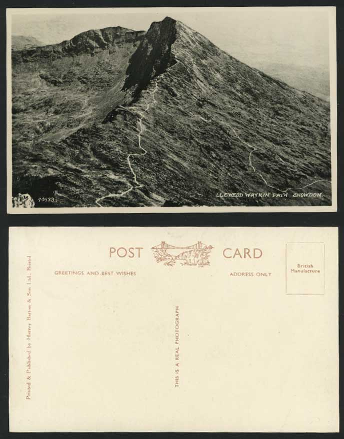 Llewedd Watkin Path Snowdon Mountains Old R.P. Postcard