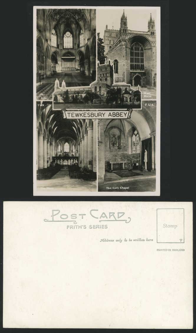 TEWKESBURY ABBEY Old RP Postcard Altar Lady CHapel Nave