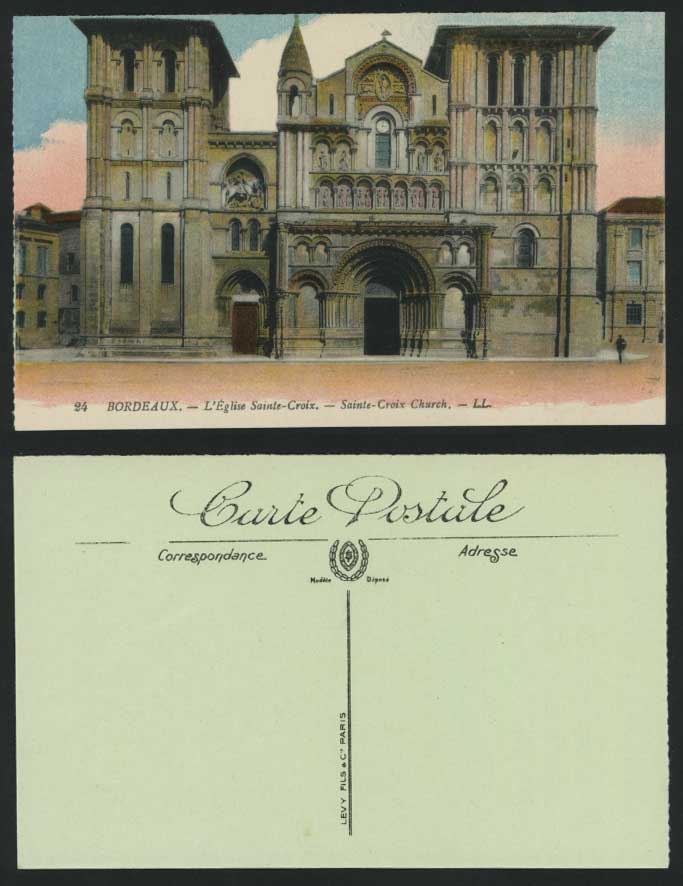 Bordeaux L L 24 Old Postcard Eglise Sainte-Croix Church