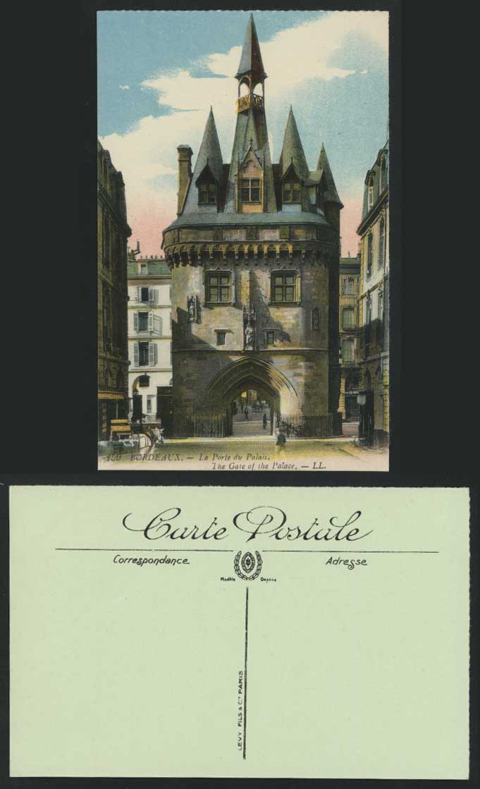 Bordeaux LL150 Old Postcard Gate of Palace Porte Palais