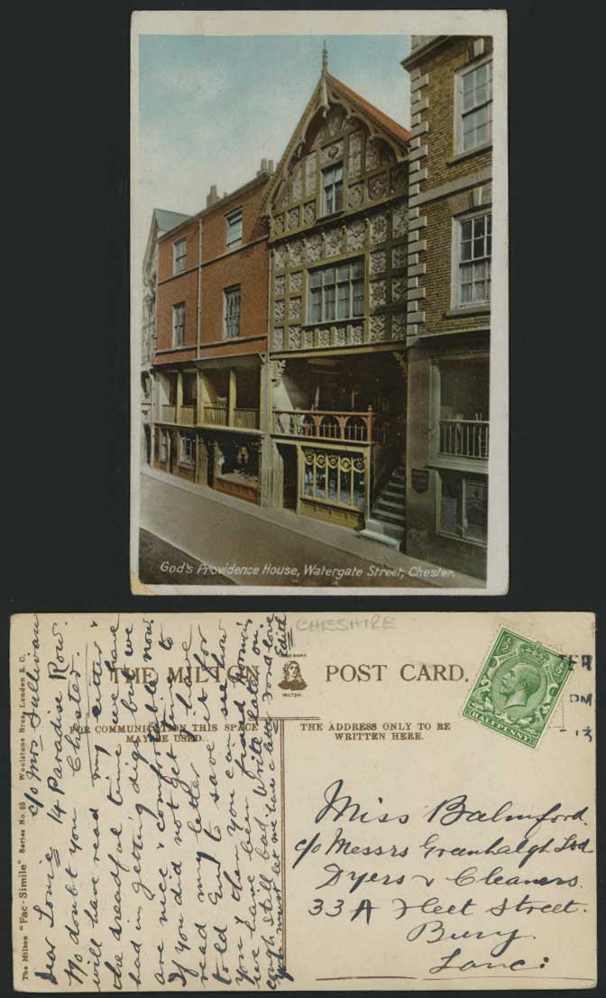 CHESTER Watergate Street God's Providence 1913 Postcard